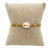 Bracelet Coquillage et Perles Multicolores sur Cordon Jaune Fluo