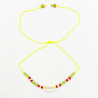 Bracelet Coquillage et Perles Multicolores sur Cordon Jaune Fluo