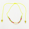 Bracelet Coquillage et Perles Multicolores sur Cordon Jaune Fluo