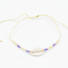 Bracelet Coquillage et Perles Pastel sur Cordon Jaune