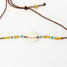 Bracelet Coquillage et Perles Turquoises sur Cordon Marron