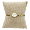 Bracelet Coquillage et Perles Turquoises sur Cordon Marron