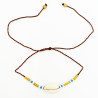 Bracelet Coquillage et Perles Turquoises sur Cordon Marron