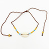 Bracelet Coquillage et Perles Turquoises sur Cordon Marron