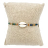 Bracelet Coquillage et Perles Irisées sur Cordon Noir