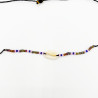 Bracelet Coquillage et Perles Violet Irisé sur Cordon Noir