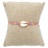 Bracelet Coquillage et Perles Violet et Orange sur Cordon Fluo