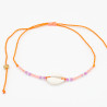 Bracelet Coquillage et Perles Violet et Orange sur Cordon Fluo