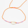 Bracelet Coquillage et Perles Violet et Orange sur Cordon Fluo