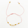 Bracelet Coquillage et Perles Rose et Vert sur Cordon Tressé