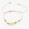 Bracelet Coquillage et Perles Rose et Vert sur Cordon Tressé
