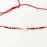 Bracelet Coquillage et Perles Rouges et Noires