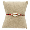 Bracelet Coquillage et Perles Rouges et Noires