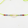 Bracelet Coquillage et Perles Multicolores Vert Fluo