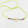 Bracelet Coquillage et Perles Multicolores Vert Fluo