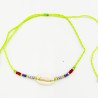 Bracelet Coquillage et Perles Multicolores Vert Fluo