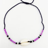 Bracelet Coquillage et Perles Violet Mystique