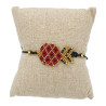Bracelet Ananas Rouge, Noir et Doré en Perles