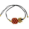Bracelet Ananas Rouge, Noir et Doré en Perles