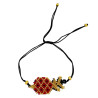 Bracelet Ananas Rouge, Noir et Doré en Perles