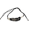 Bracelet Plume Noir et Argent Tissé à la Main