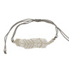 Bracelet Plume Blanc et Argent Tissé à la Main