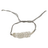 Bracelet Plume Blanc et Argent Tissé à la Main
