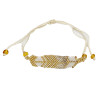 Bracelet Plume Blanc et Doré Tissé à la Main