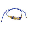 Bracelet Plume Bleu, Blanc et Doré Tissé à la Main