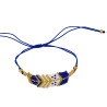 Bracelet Plume Bleu, Blanc et Doré Tissé à la Main