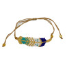 Bracelet Plume Turquoise, Bleu et Doré Tissé à la Main