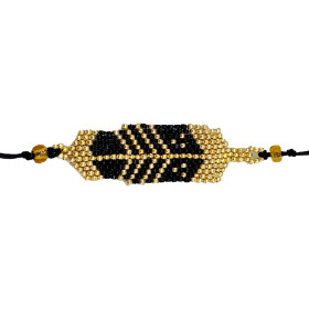 Bracelet Plume Noir et Doré...