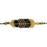 Bracelet Plume Noir et Doré Tissé à la Main