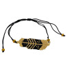 Bracelet Plume Noir et Doré Tissé à la Main