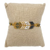Bracelet Plume Gris, Blanc et Doré Tissé à la Main