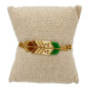 Bracelet Plume Vert, Marron et Doré Tissé à la Main