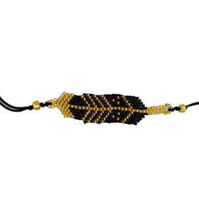 Bracelet Plume Doré et Noir...