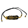 Bracelet Plume Doré et Noir Tissé à la Main