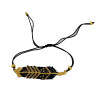 Bracelet Plume Doré et Noir Tissé à la Main