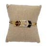 Bracelet Tissé Noir, Blanc et Doré à Motifs Géométriques