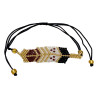 Bracelet Tissé Noir, Blanc et Doré à Motifs Géométriques