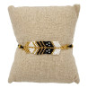 Bracelet Tissé Noir, Blanc et Doré au Motif Chevron