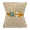 Bracelet Tissé Orange, Turquoise, Blanc et Doré au Motif Chevron