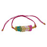 Bracelet Tissé Rose, Turquoise et Doré au Motif Chevron Élégant