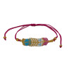 Bracelet Chevron Rose, Turquoise et Doré en Perles de Verre