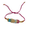 Bracelet Chevron Rose, Turquoise et Doré en Perles de Verre