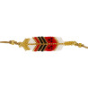 Bracelet Chevron Rouge, Doré et Noir en Perles de Verre