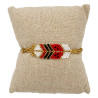 Bracelet Chevron Rouge, Doré et Noir en Perles de Verre
