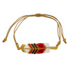 Bracelet Chevron Rouge, Doré et Noir en Perles de Verre