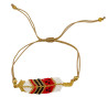 Bracelet Chevron Rouge, Doré et Noir en Perles de Verre